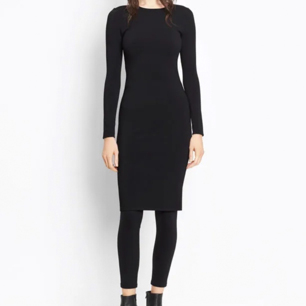 NWT Vince Black Knit Bodycon Long Sleeved Midi Dress Size XS
